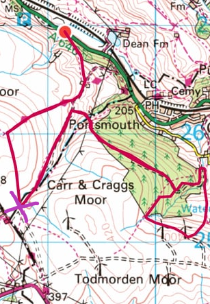 Beater Clough Fell Race route map