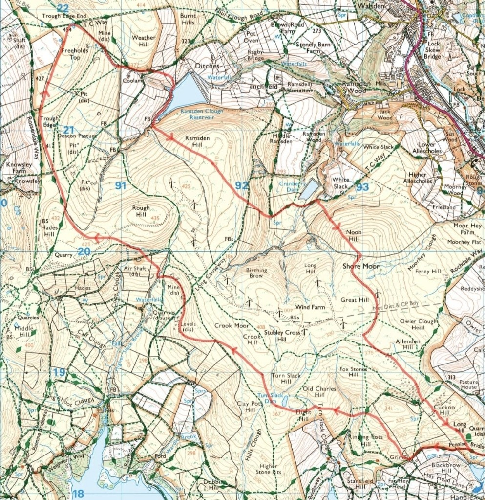 Turnslack Fell Race route map